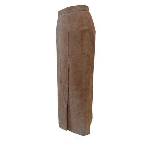 MARGARET GODFREY Vintage Suede Maxi Skirt Size 8 Tan High Waisted Fall Winter - Picture 6 of 12